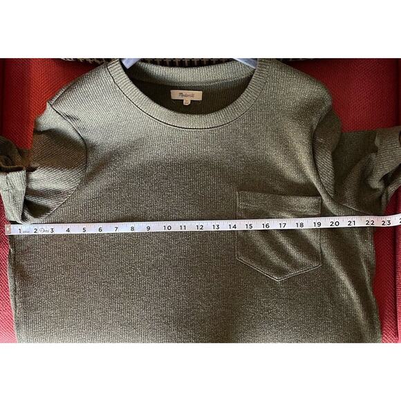 Madewell Dress Sz XL Olive Green Short Sleeved Ribbed Pocket Tee Midi Casual - Picture 9 of 9